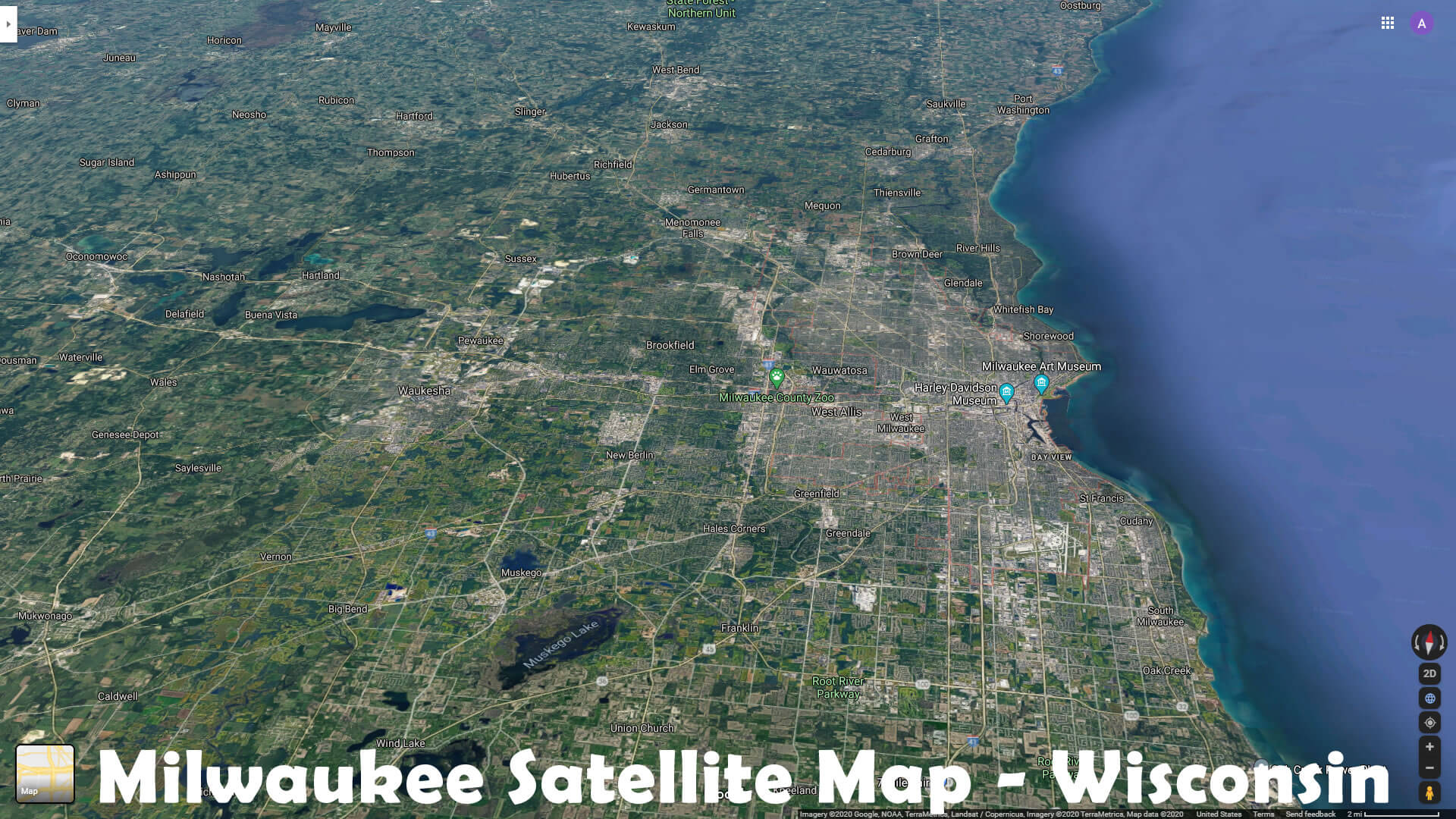 Milwaukee Satellite Map   Wisconsin